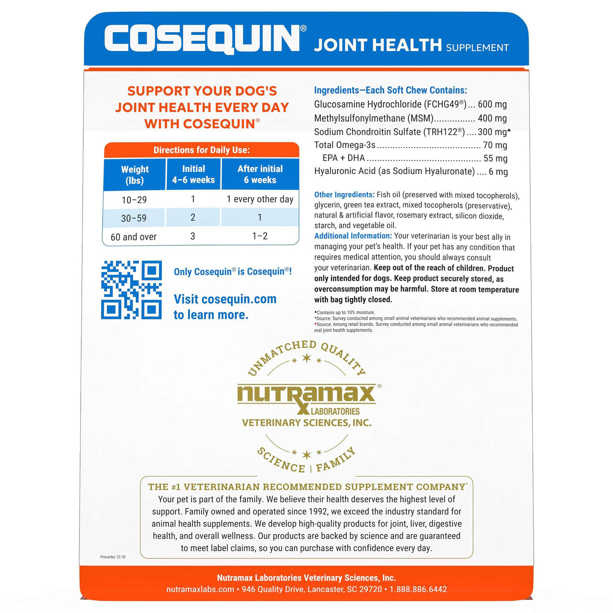 미국직구 펫용품 Nutramax Cosequin Joint Health Supplement, 150 count, 2-pack