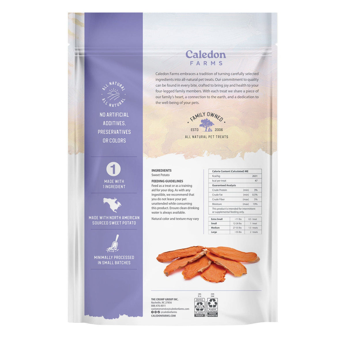 미국직구 칼레돈팜스 강아지 간식 Caledon Farms Sweet Potato Chews for Dogs, 36 oz, 2-pack