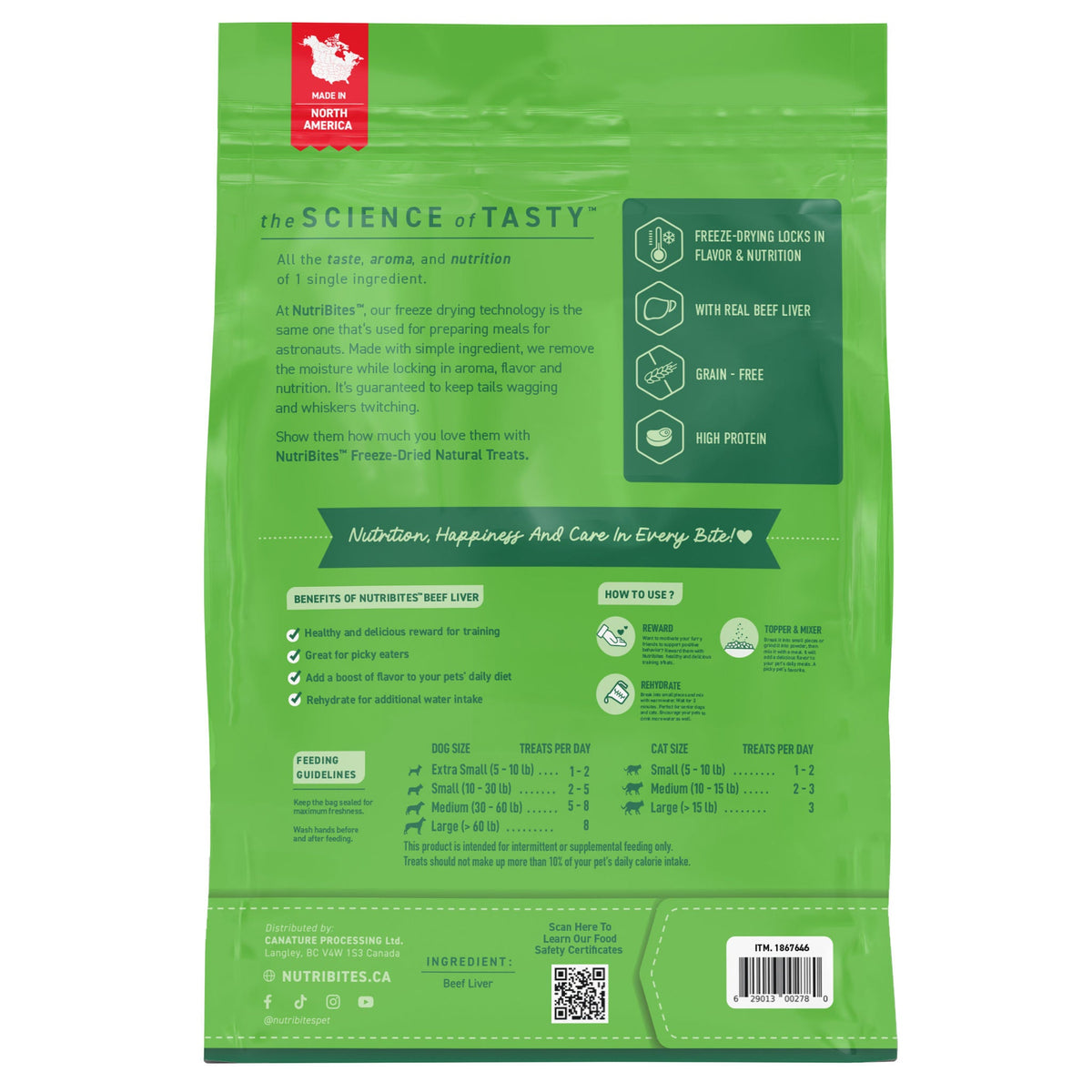 미국직구 캐네이처 강아지 간식 Canature NutriBites Freeze Dried Beef Liver, Dog and Cat Treat 27oz, 2-pack