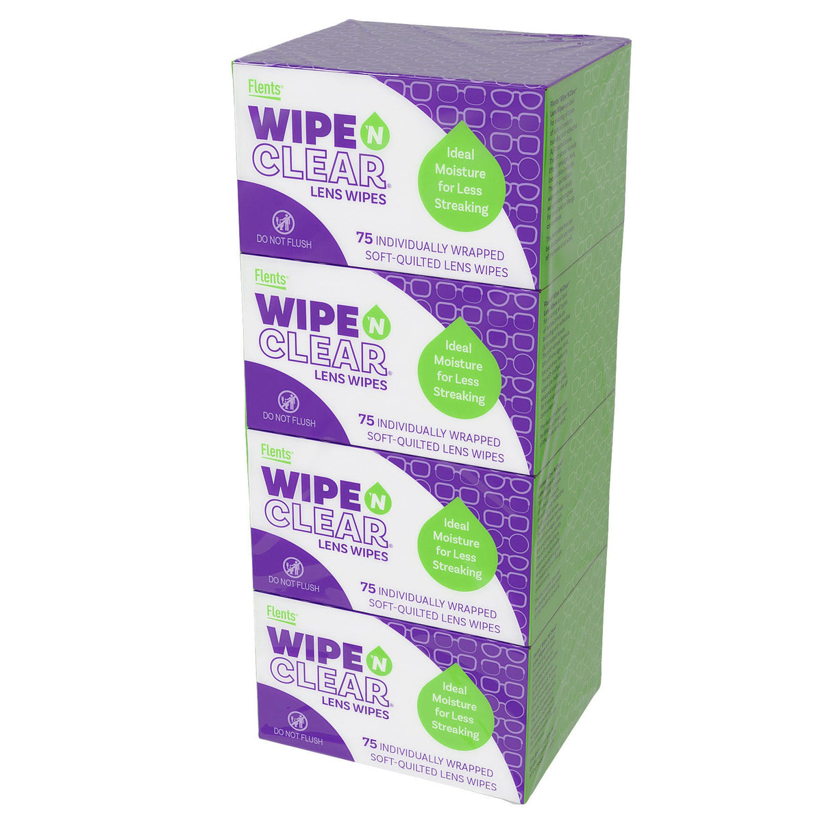 미국직구 생활건강 Flents Wipe 'N Clear Lens Wipes, 4 Boxes, 75 Wipes Each