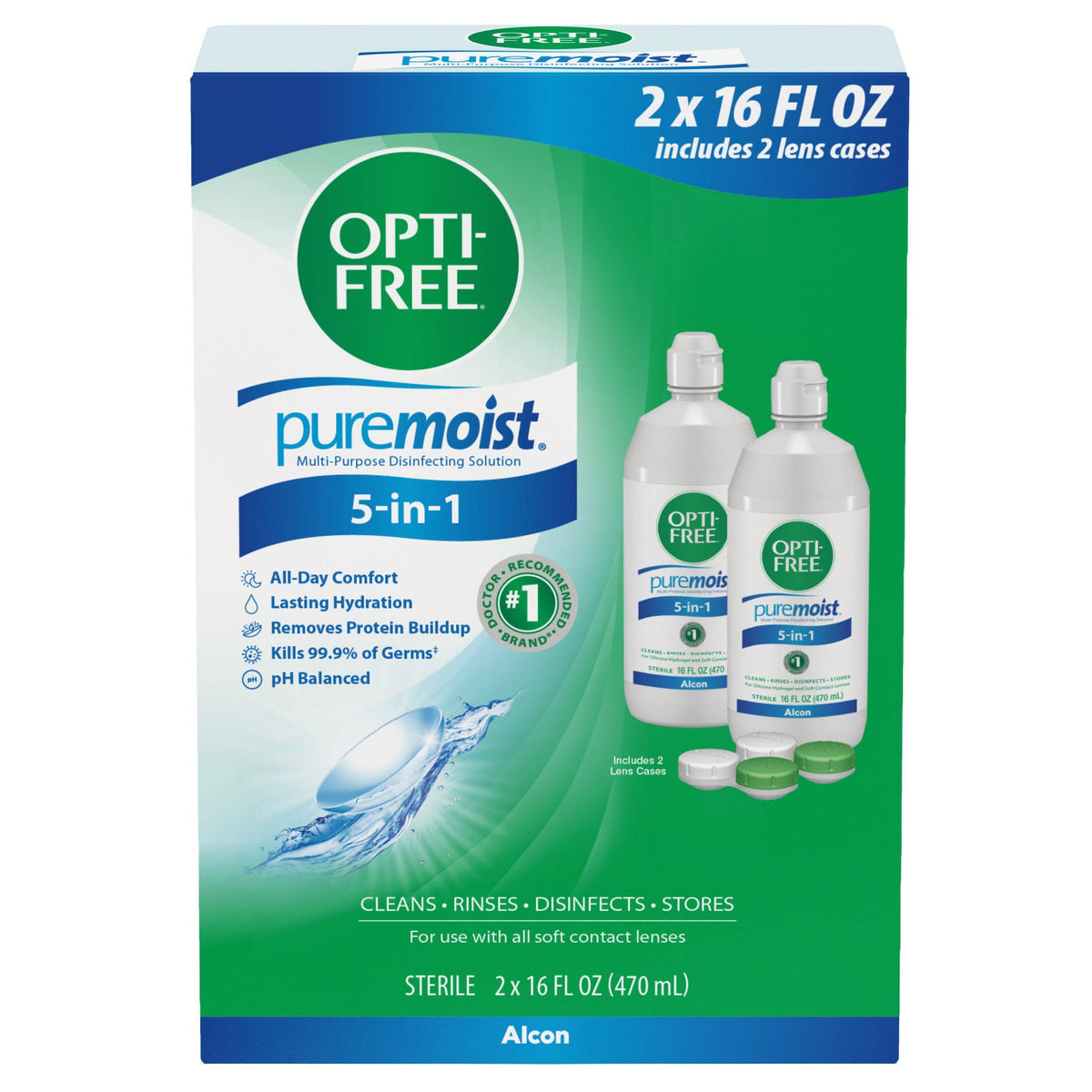미국직구 옵티프리 생활건강 OPTI-FREE PureMoist Multi-Purpose Disinfecting Solution, 32 Ounces
