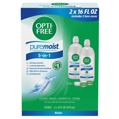 미국직구 옵티프리 생활건강 OPTI-FREE PureMoist Multi-Purpose Disinfecting Solution, 32 Ounces