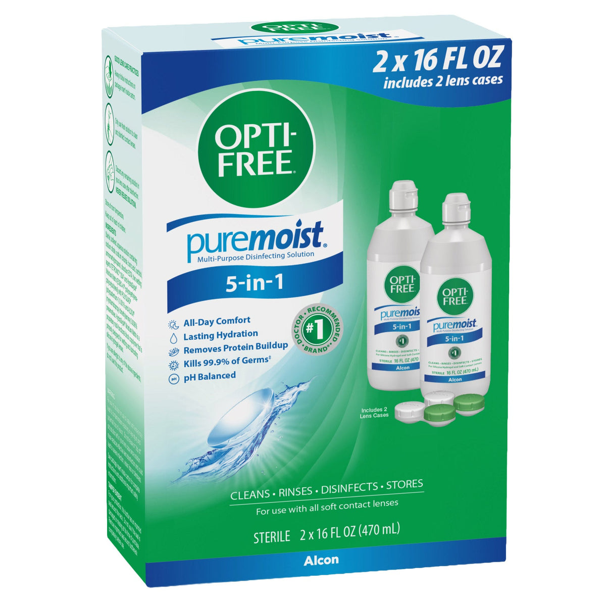 미국직구 옵티프리 생활건강 OPTI-FREE PureMoist Multi-Purpose Disinfecting Solution, 32 Ounces