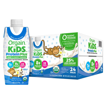 미국직구 오르가인 단백질 쉐이크 음료 바닐라 Orgain USDA Organic Kids Nutritional Protein Shake, Vanilla, 8 fl oz, 24-pack