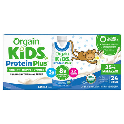 미국직구 오르가인 단백질 쉐이크 음료 바닐라 Orgain USDA Organic Kids Nutritional Protein Shake, Vanilla, 8 fl oz, 24-pack