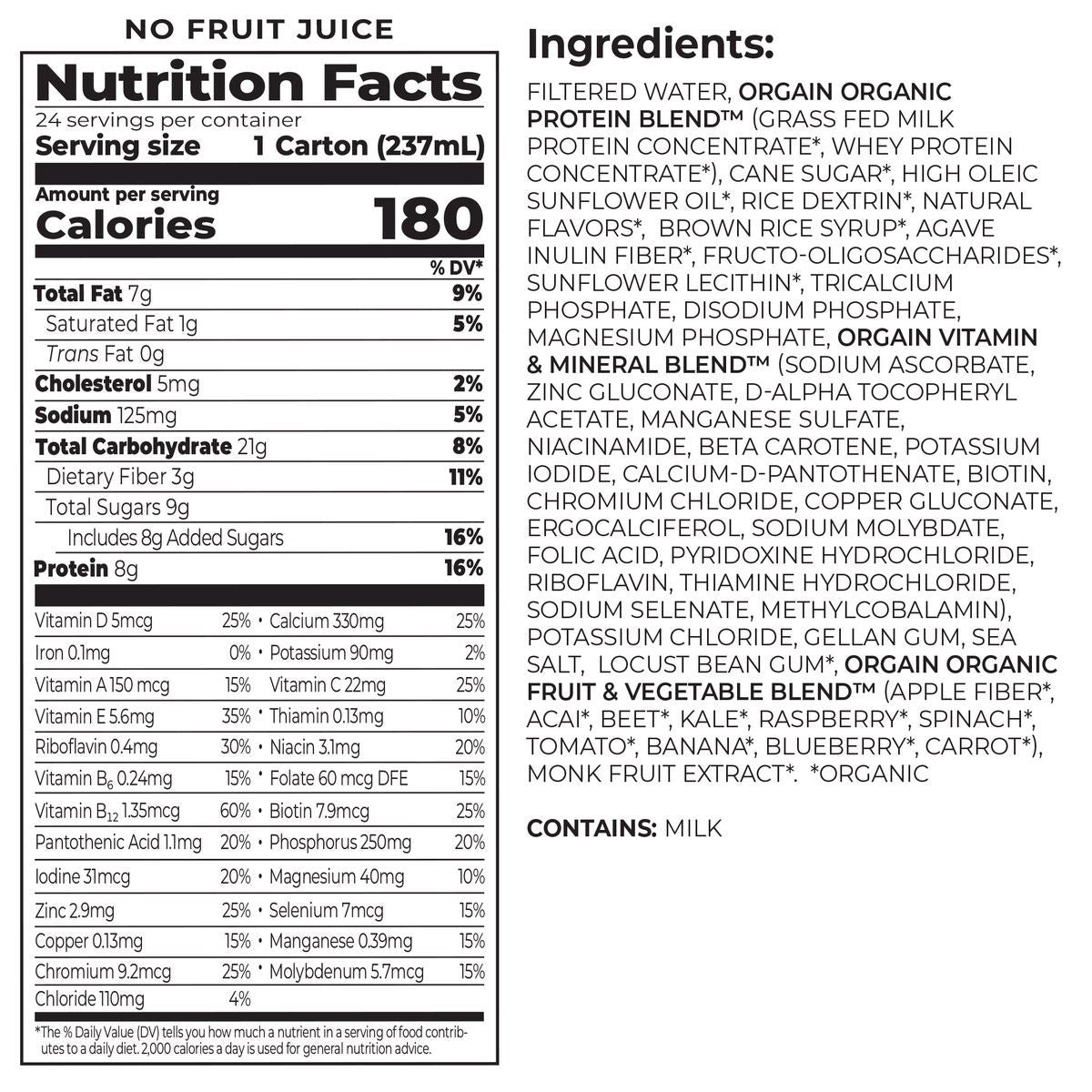 미국직구 오르가인 단백질 쉐이크 음료 바닐라 Orgain USDA Organic Kids Nutritional Protein Shake, Vanilla, 8 fl oz, 24-pack