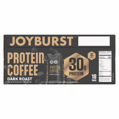 미국직구 조이버스트 단백질 쉐이크 음료 커피 Joyburst 30g Protein Coffee Shakes, Dark Roast, 11 fl oz, 18-pack