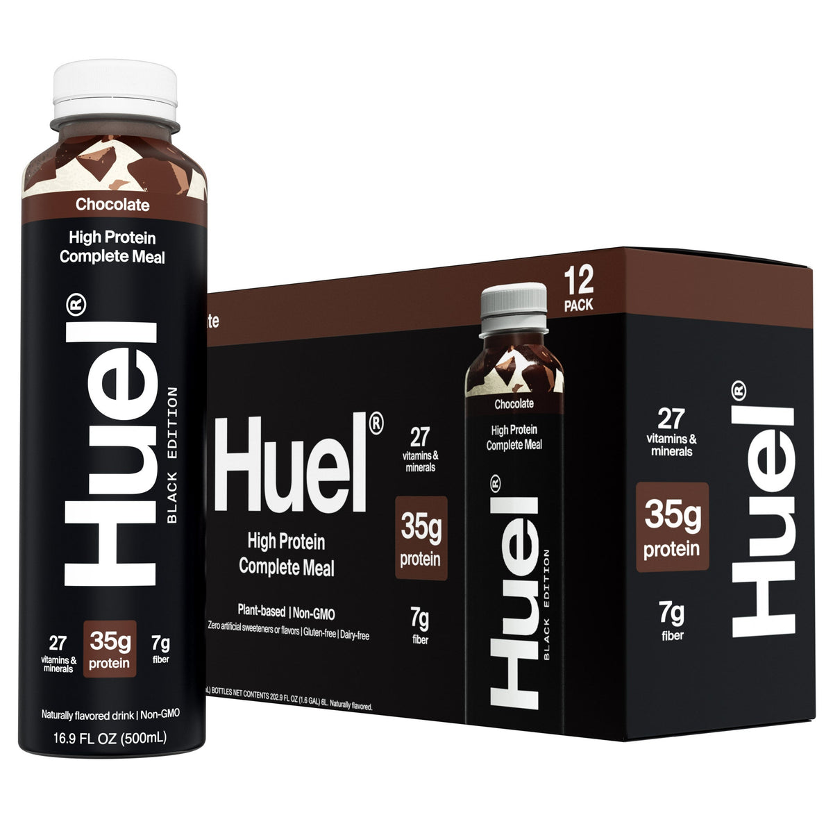 미국직구 휴엘 단백질 쉐이크 음료 초콜릿 Huel Black Edition High-Protein Chocolate Meal Replacement Drink, 16.9 fl oz, 12-pack