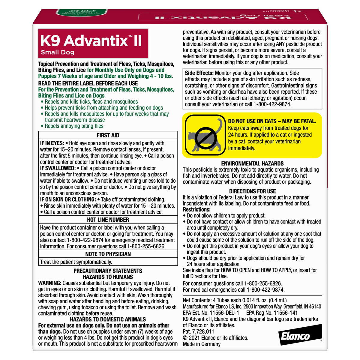 미국직구 K9어드밴틱스 반려견 해충·구충 K9 Advantix II Flea and Tick Topical Treatment for Dogs 4-10 lbs, 4-doses, 2-count