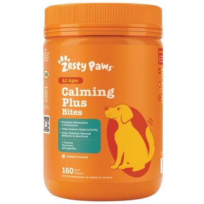 미국직구 펫용품 Zesty Paws Calming Plus for Dogs, Turkey Flavor, 160-count