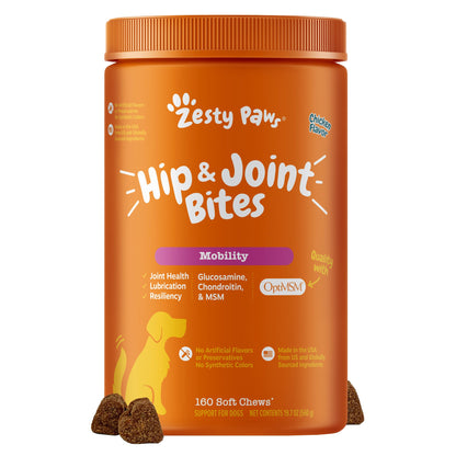 미국직구 제스티포우즈 강아지 영양제 Zesty Paws Hip and Joint Chews For Dogs, Chicken Flavor, 160-count
