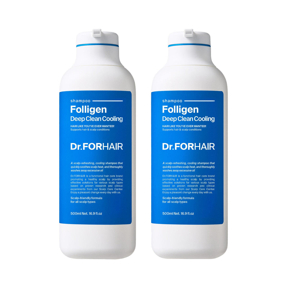 미국직구 Dr.FORHAIR Folligen Deep 샴푸 500ml 2팩 / Dr.FORHAIR Folligen Deep Clean Cooling Shampoo, 500ml, 2 1