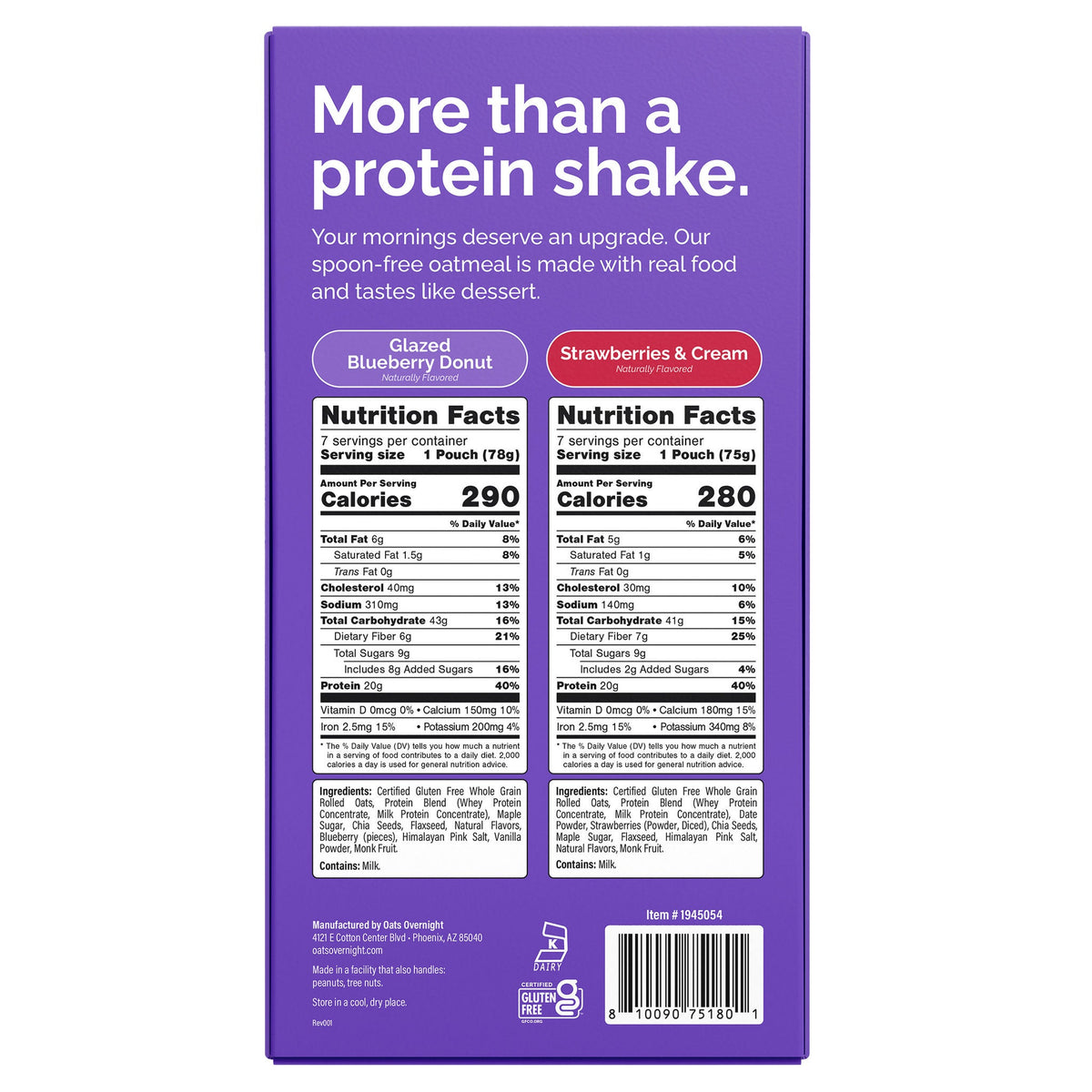 미국직구 Oats Overnight 견과 20g 14팩 / Oats Overnight Variety Pack, 20g Protein Shake, Blueberry 3