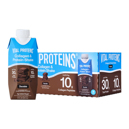 미국직구 바이탈프로틴 단백질 쉐이크 음료 초콜릿 Vital Proteins 10g Collagen and 30g Total Protein Shake, Chocolate, 11 fl oz, 18-pack
