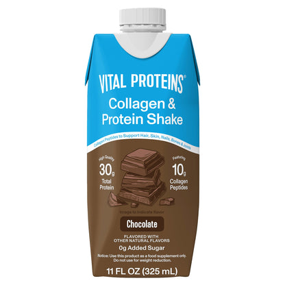 미국직구 바이탈프로틴 단백질 쉐이크 음료 초콜릿 Vital Proteins 10g Collagen and 30g Total Protein Shake, Chocolate, 11 fl oz, 18-pack