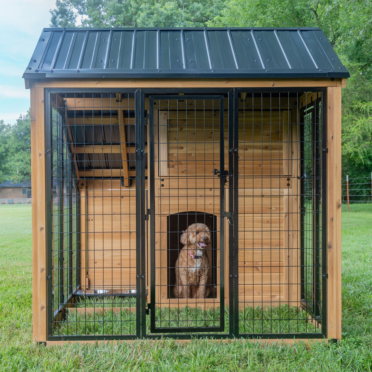 미국직구 켄넬·이동장 Backyard Discovery 7' x 5' Canine Cabin Outdoor Dog Kennel