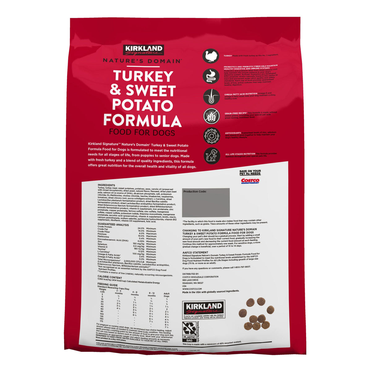 미국직구 커클랜드 강아지 사료 Kirkland Signature Nature's Domain Turkey and Sweet Potato Dog Food, 25 lbs