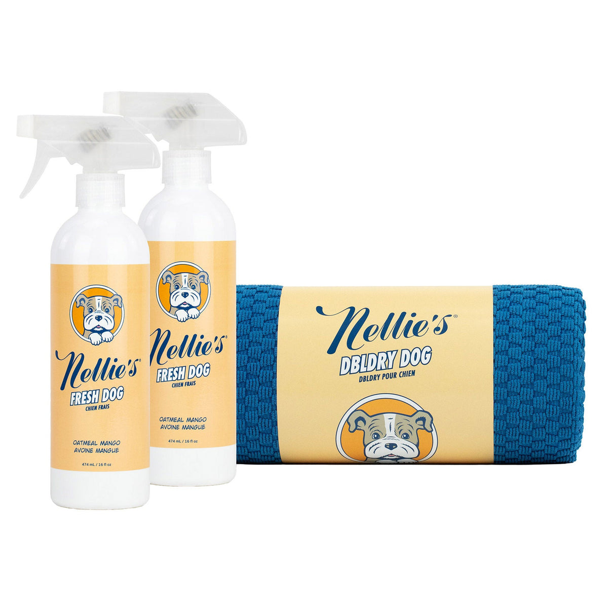 미국직구 펫용품 Nellie's Dog Towel and Waterless Dog 16 fl oz Shampoo Bundle