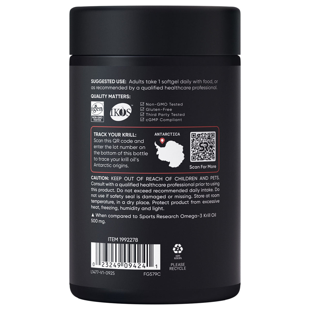 미국직구 오메가3 Sports Research Omega-3 Krill Oil Superba2 1000mg, 90ct Softgels