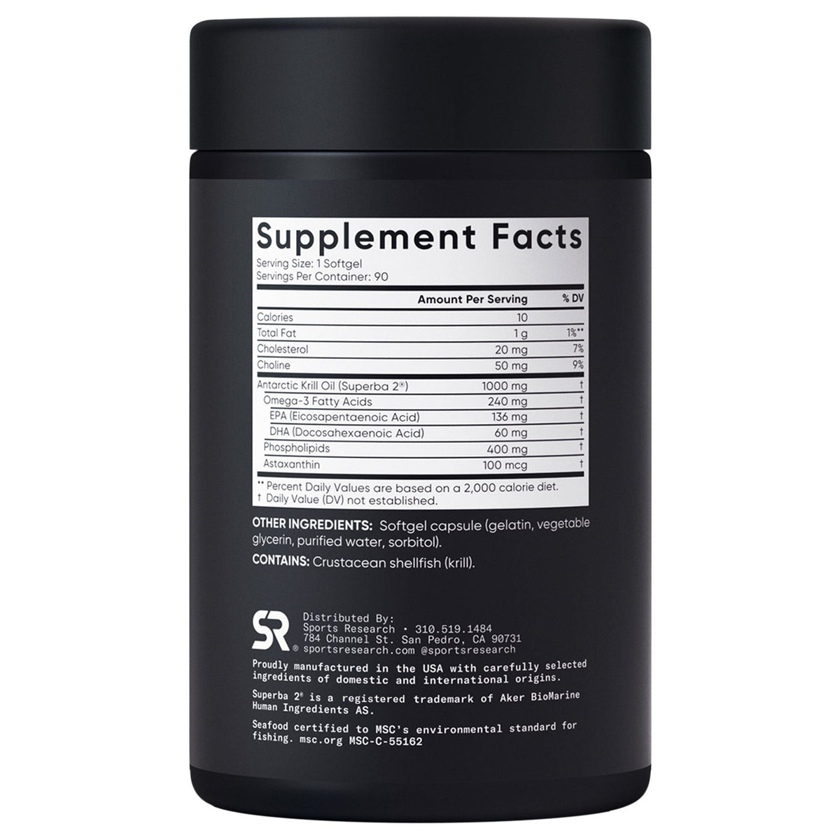미국직구 오메가3 Sports Research Omega-3 Krill Oil Superba2 1000mg, 90ct Softgels