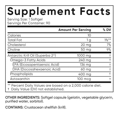 미국직구 오메가3 Sports Research Omega-3 Krill Oil Superba2 1000mg, 90ct Softgels