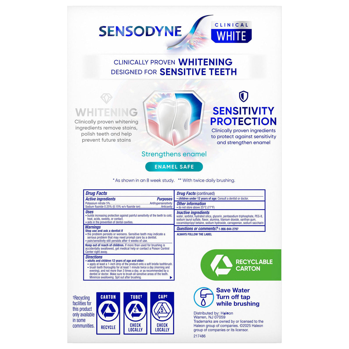 미국직구 센소다인 치약 SENSODYNE Clinical White Toothpaste, 5.5 oz, 3-pack