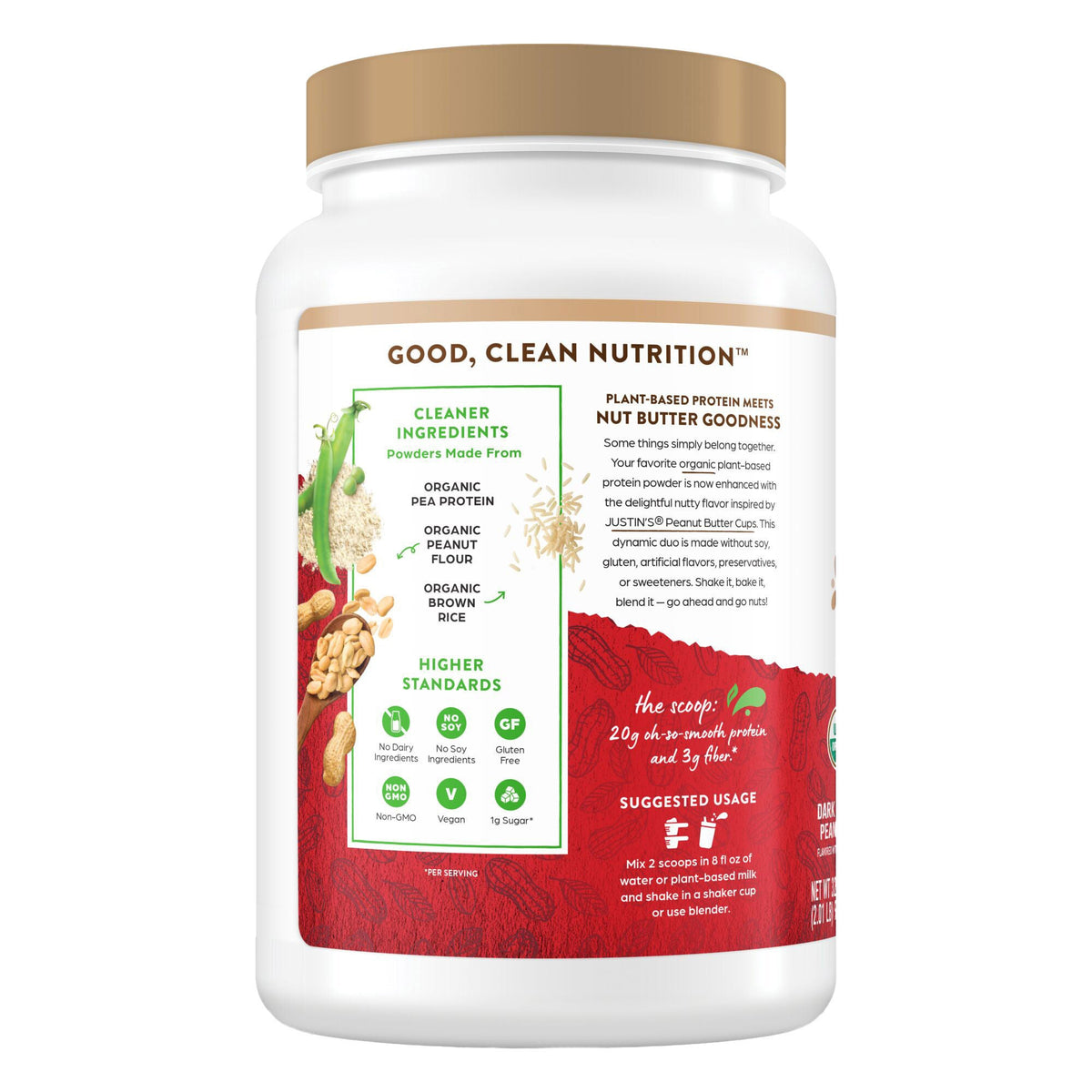 미국직구 오르가인 단백질 쉐이크 파우더 초콜릿 땅콩버터 Orgain and Justin's Nut Butter Protein Powder, Dark Chocolate Peanut Butter, 2.01 lbs