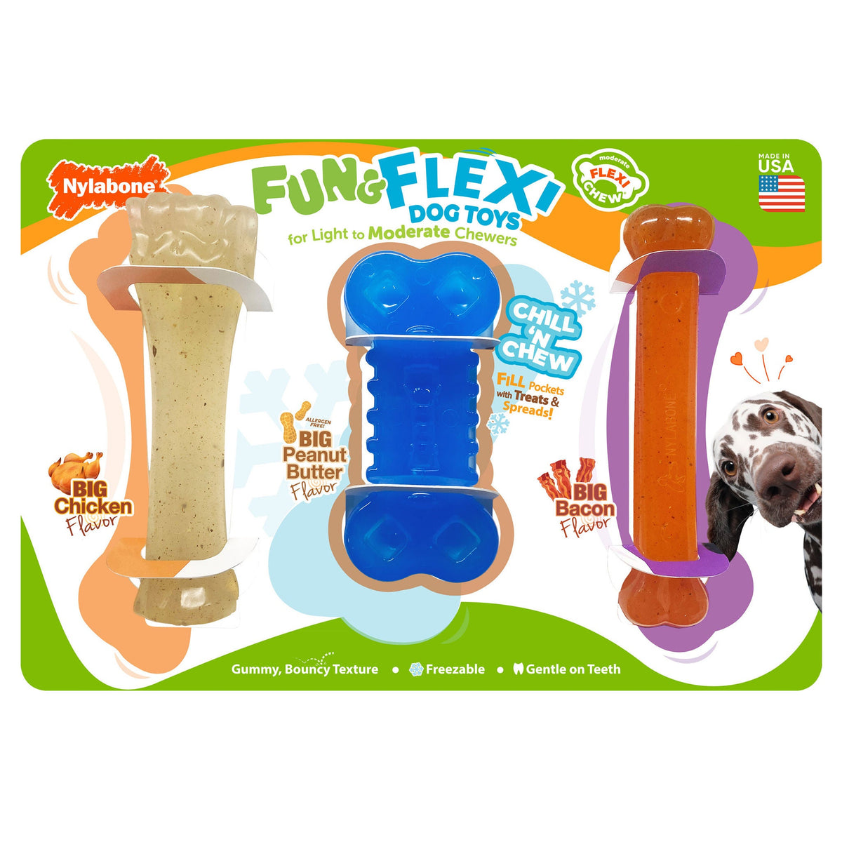 미국직구 나일라본 강아지 장난감 Nylabone Fun and Flexi Dog Toys, 3-count