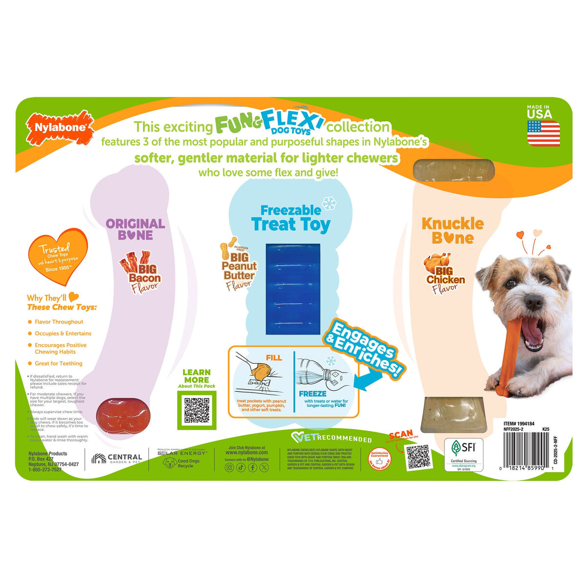 미국직구 나일라본 강아지 장난감 Nylabone Fun and Flexi Dog Toys, 3-count