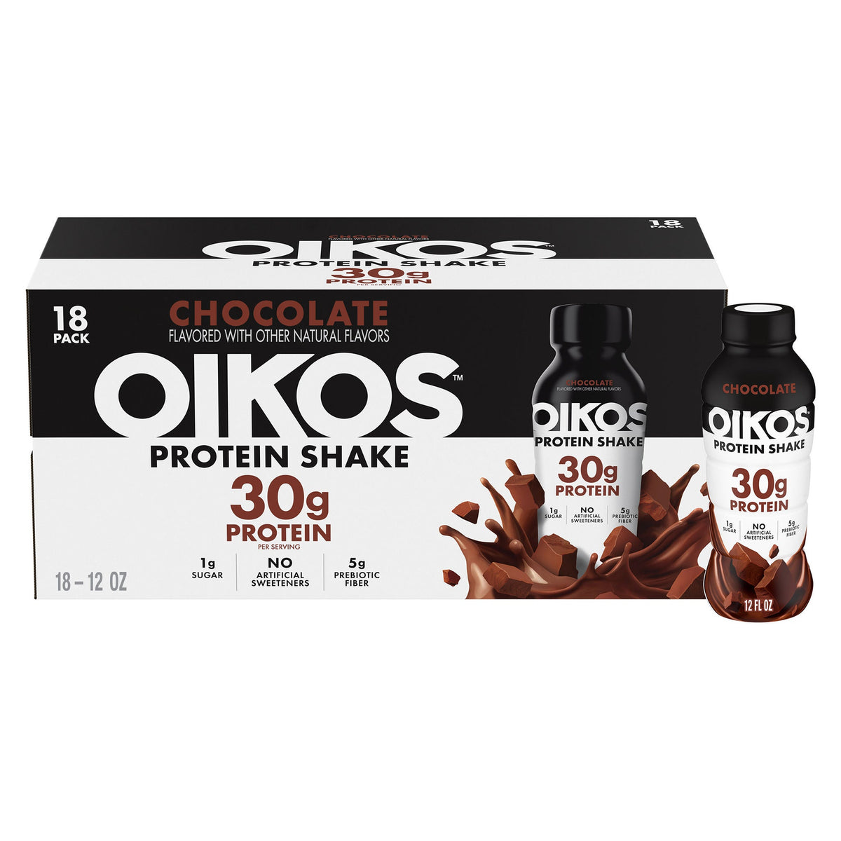 미국직구 오이코스 단백질 쉐이크 음료 초콜릿 Oikos 30g Chocolate Protein Shake, 12 fl oz, 18-pack