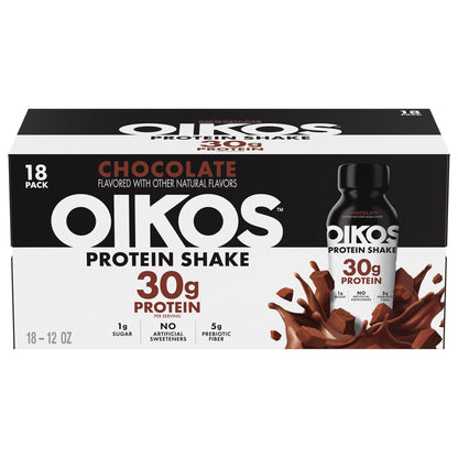 미국직구 오이코스 단백질 쉐이크 음료 초콜릿 Oikos 30g Chocolate Protein Shake, 12 fl oz, 18-pack