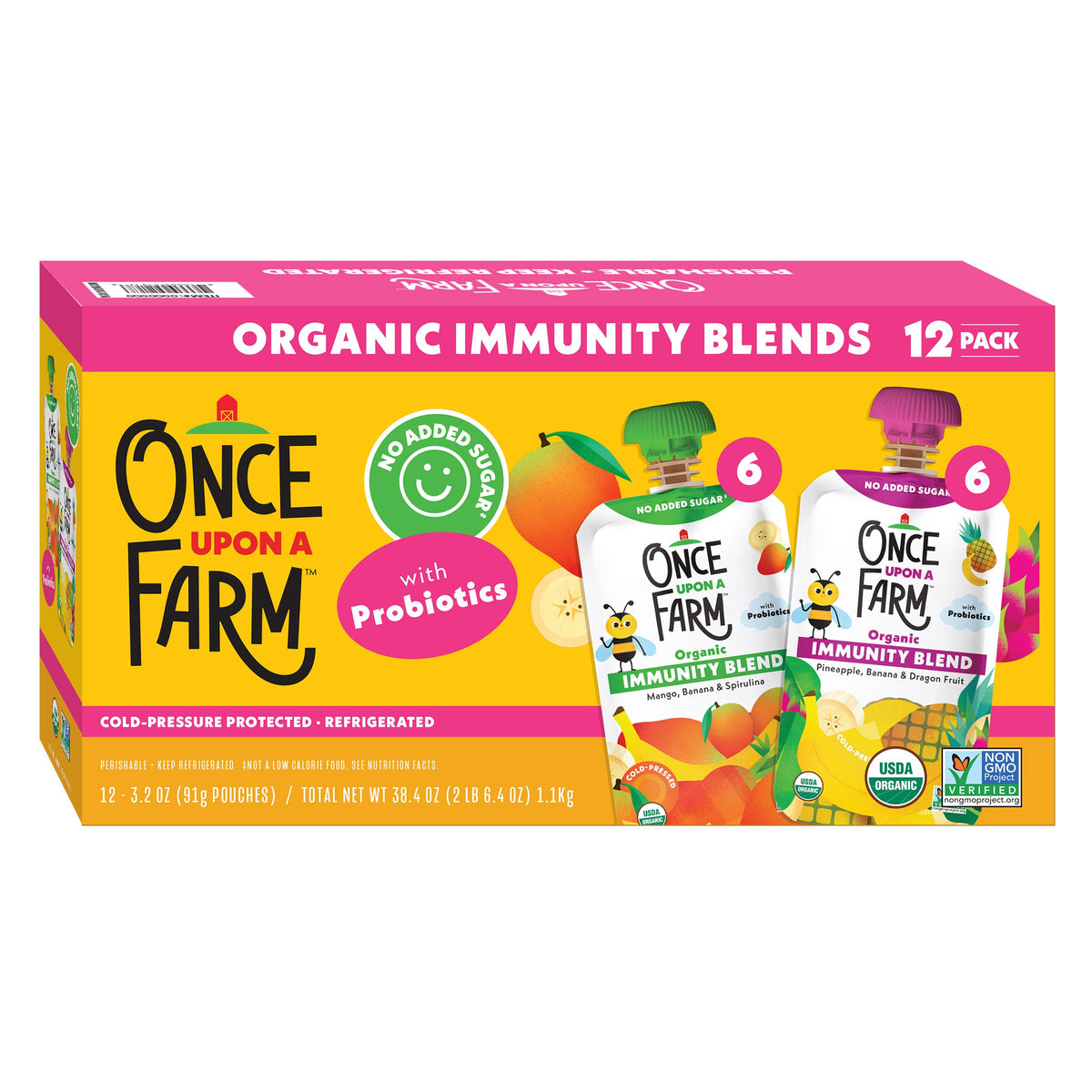 미국직구 영양제 Once Upon a Farm Organic Immunity Blends Variety Pack, 3.2 fl oz, 12-count