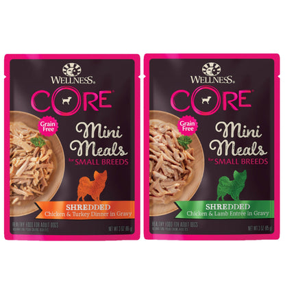 미국직구 펫용품 Wellness CORE Mini Meals Shredded Variety Pack, 3 oz, 24-count