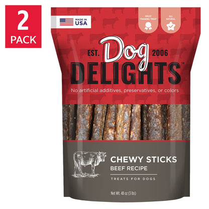 미국직구 도그딜라이트 반려견 해충·구충 Dog Delights Chewy Beef Sticks, 48oz, 2 pack