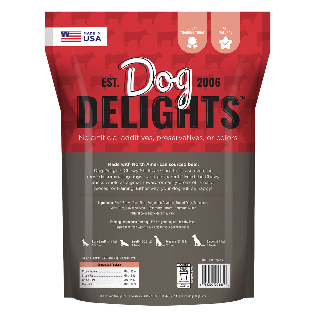 미국직구 도그딜라이트 반려견 해충·구충 Dog Delights Chewy Beef Sticks, 48oz, 2 pack
