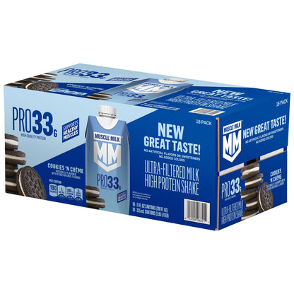 미국직구 머슬밀크 단백질 쉐이크 음료 쿠키 Muscle Milk 33g Protein Ultra-Filtered Milk Shake, Cookies 'N Crème, 11 fl oz, 18-pack