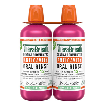미국직구 테라브레스 가글 TheraBreath Anticavity Oral Rinse, Sparkle Mint, 33.8 fl oz, 2-pack