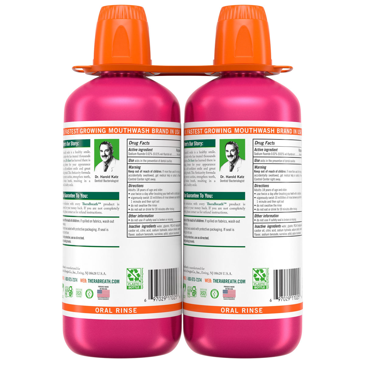 미국직구 테라브레스 가글 TheraBreath Anticavity Oral Rinse, Sparkle Mint, 33.8 fl oz, 2-pack