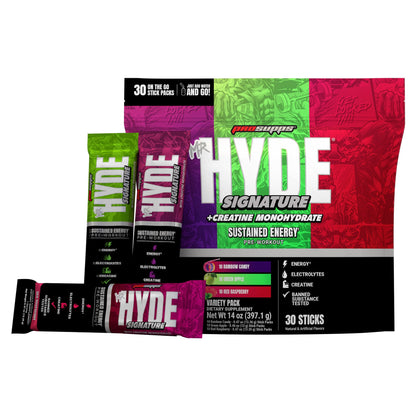 미국직구 미스터하이드 프리워크아웃 부스터 Mr. HYDE Signature Pre-Workout On-The-Go, 30 Individual Serving Stick Packs, Variety Pack