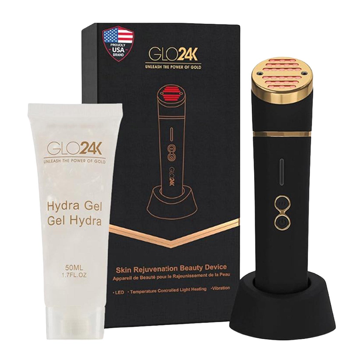 미국직구 GLO24K Red Light / GLO24K Red Light LED Rejuvenation Device with Heat / Vibration + Hydra 1