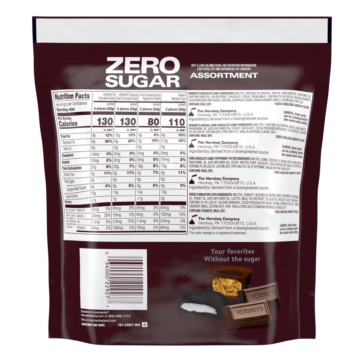 미국직구 Hershey's 캔디 439g / Hershey's, Reese's And York Zero Sugar Assorted Flavored Candy, V 3