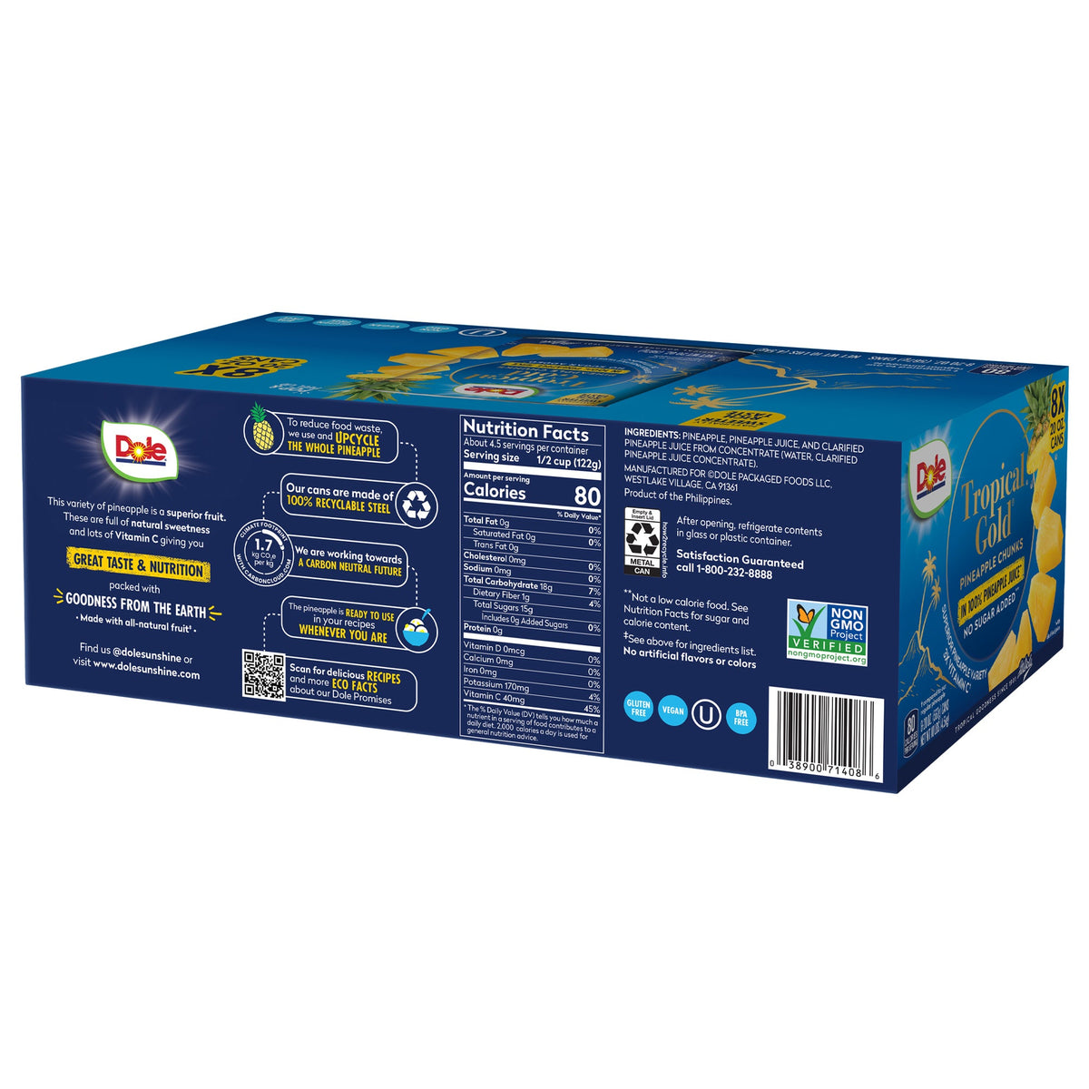미국직구 Dole Tropical Gold Pineapple Chunks, 20 oz, 8 ct