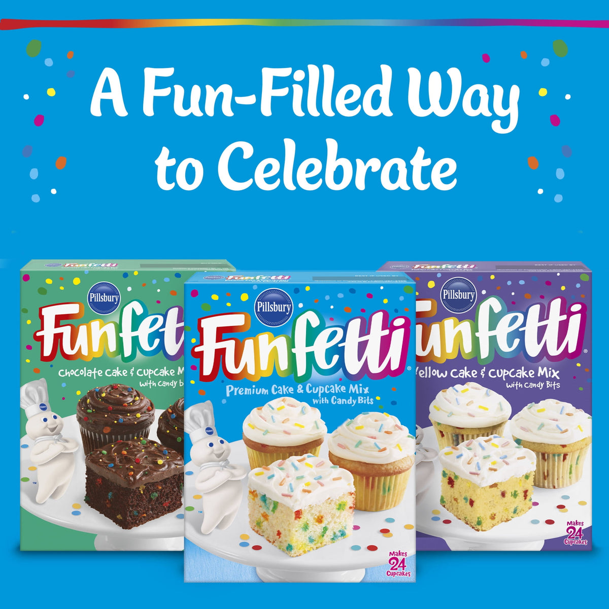 미국직구 필스버리 Funfetti Cake Mix with Candy Bits, 15.25 oz Box