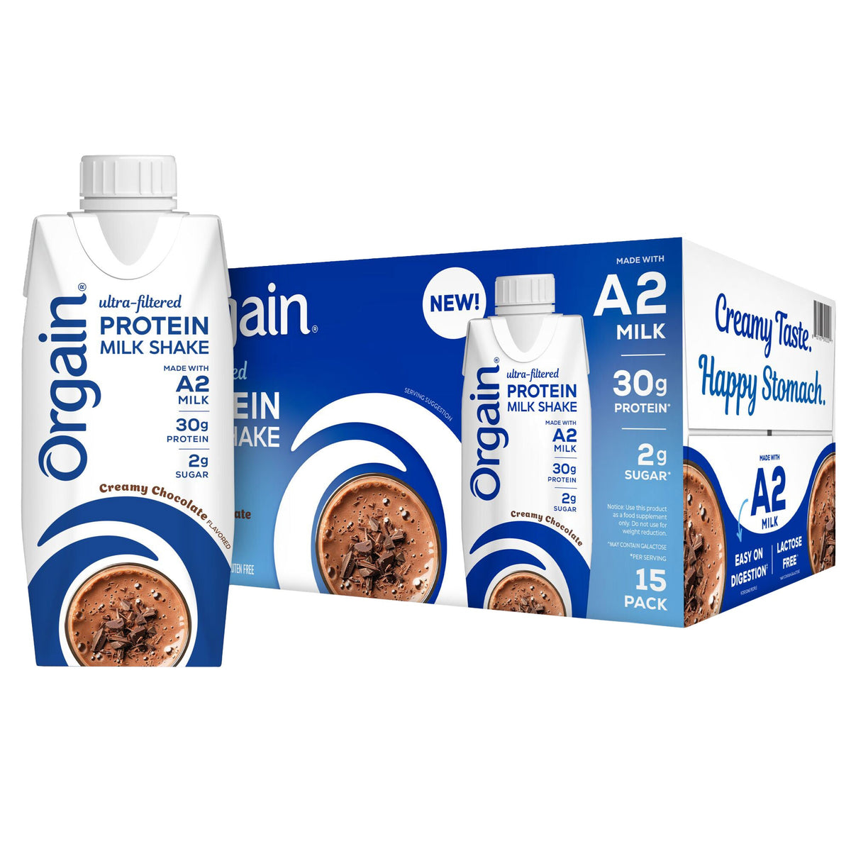 미국직구 오르가인 단백질 쉐이크 음료 초콜릿 Orgain 30g Ultra Filtered A2 Milk Protein Shake, Chocolate, 11 fl oz, 15-count