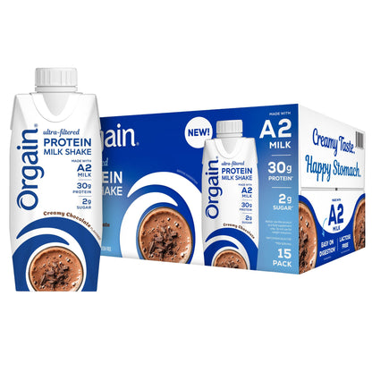 미국직구 오르가인 단백질 쉐이크 음료 초콜릿 Orgain 30g Ultra Filtered A2 Milk Protein Shake, Chocolate, 11 fl oz, 15-count