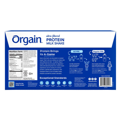 미국직구 오르가인 단백질 쉐이크 음료 초콜릿 Orgain 30g Ultra Filtered A2 Milk Protein Shake, Chocolate, 11 fl oz, 15-count