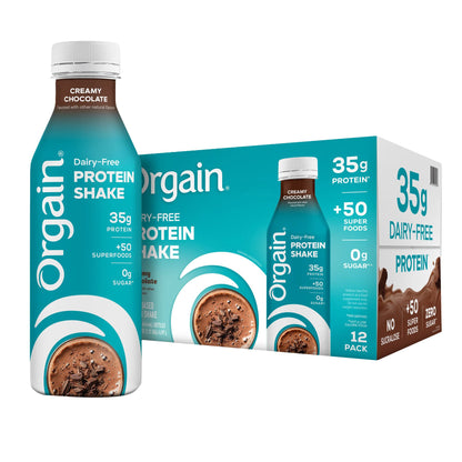 미국직구 오르가인 단백질 쉐이크 음료 초콜릿 Orgain 35g Dairy Free Protein Shake, Creamy Chocolate 14 fl oz, 12-count