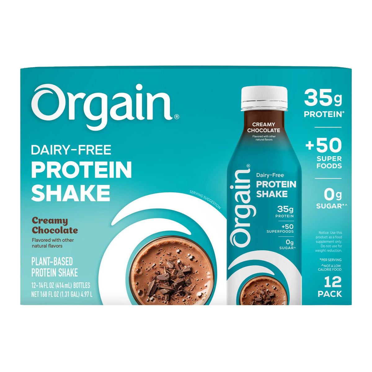 미국직구 오르가인 단백질 쉐이크 음료 초콜릿 Orgain 35g Dairy Free Protein Shake, Creamy Chocolate 14 fl oz, 12-count