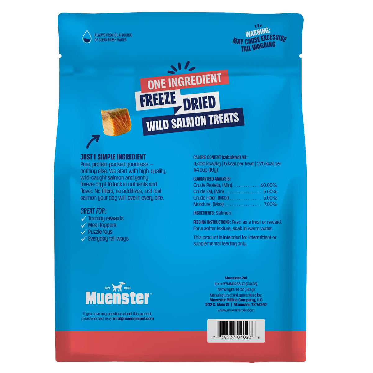 미국직구 뮌스터 강아지 간식 Muenster Freeze Dried Salmon Dog Treats, 18 oz, 2-pack