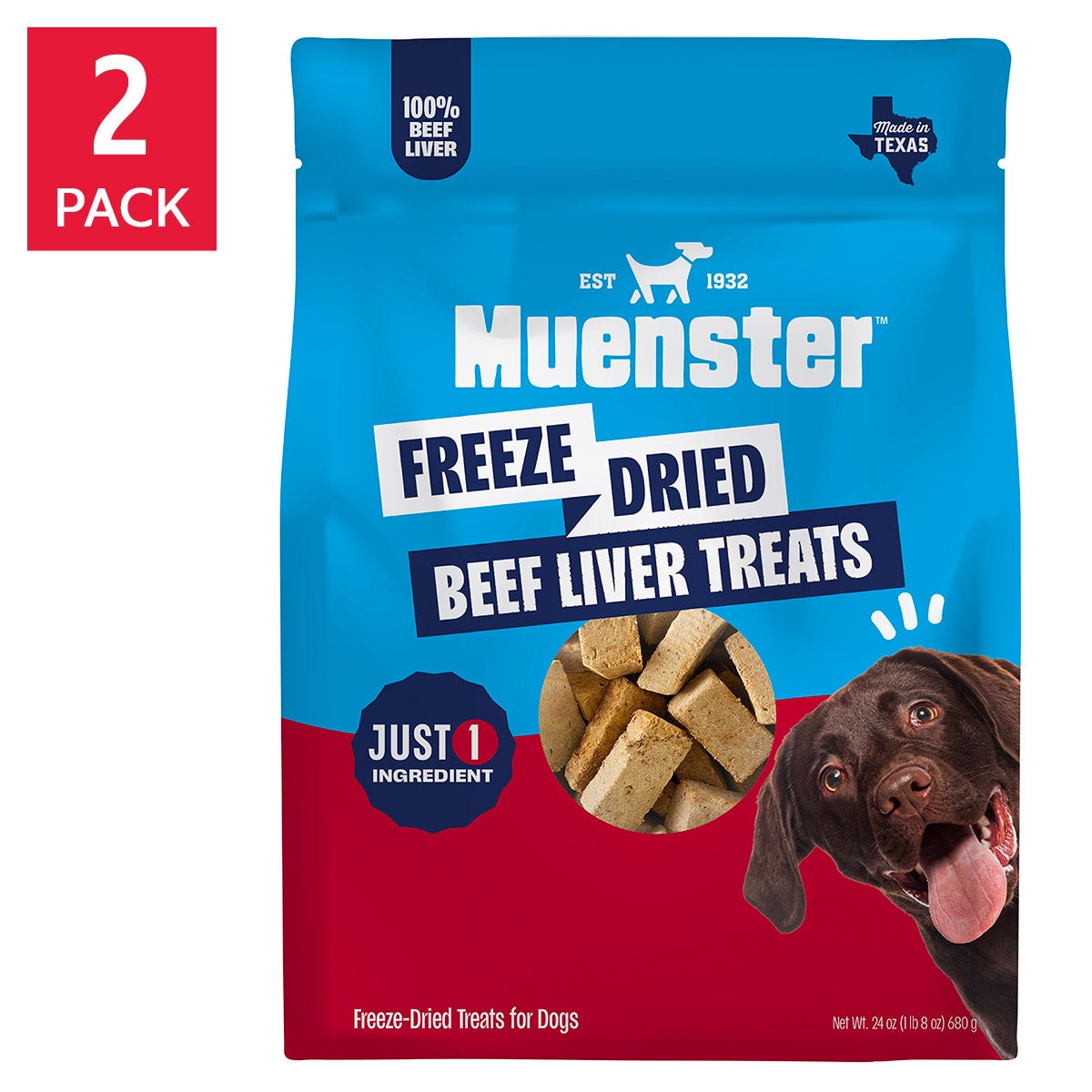 미국직구 뮌스터 강아지 간식 Muenster Freeze Dried Beef Liver Dog Treats, 24 oz, 2-pack